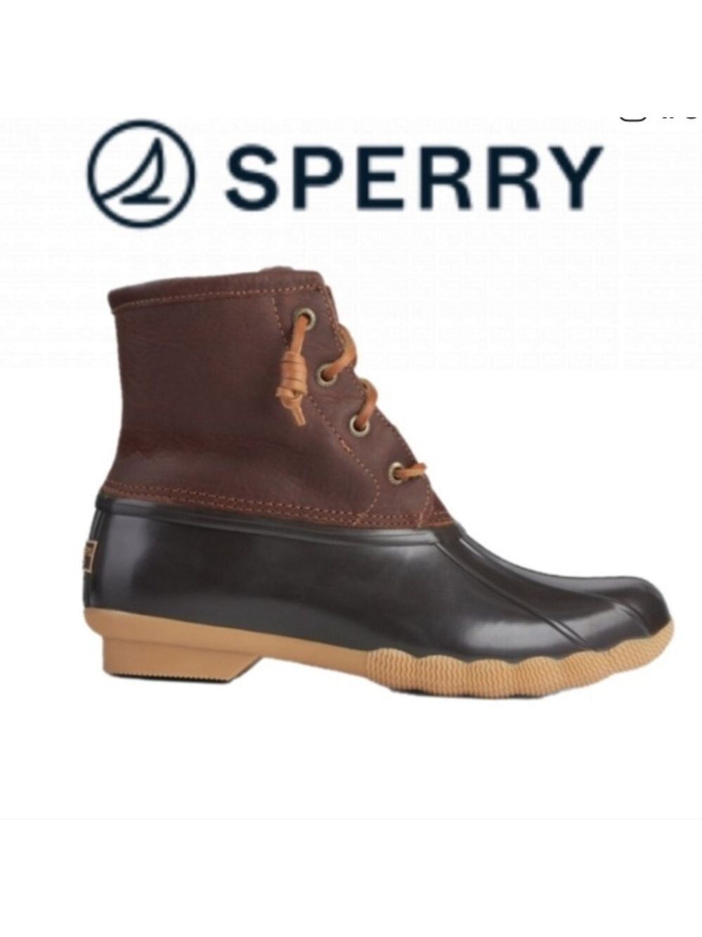 Sperry Leather Upper Duck Boots. **Mixed size. One boot is 7.5, one 8